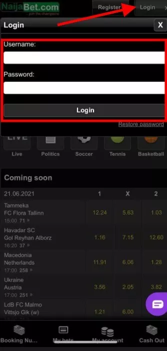 How to login to NaijaBet